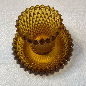 Amber Glass Candle Holder Set